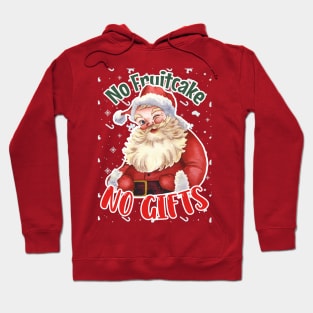 No Fruitcake, No Gifts: Whimsical Santa's Wink in Festive Red & Green Hoodie